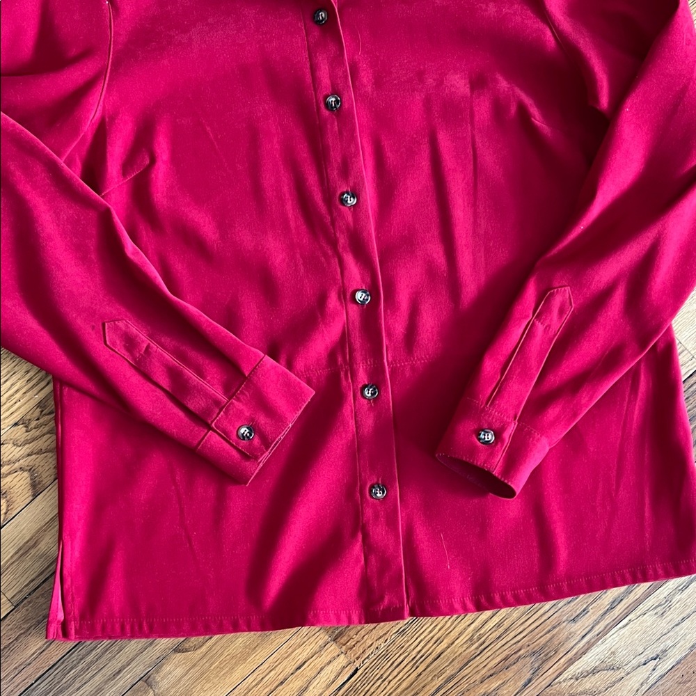 Talbots Fuchsia Button-Front Blouse - image 5